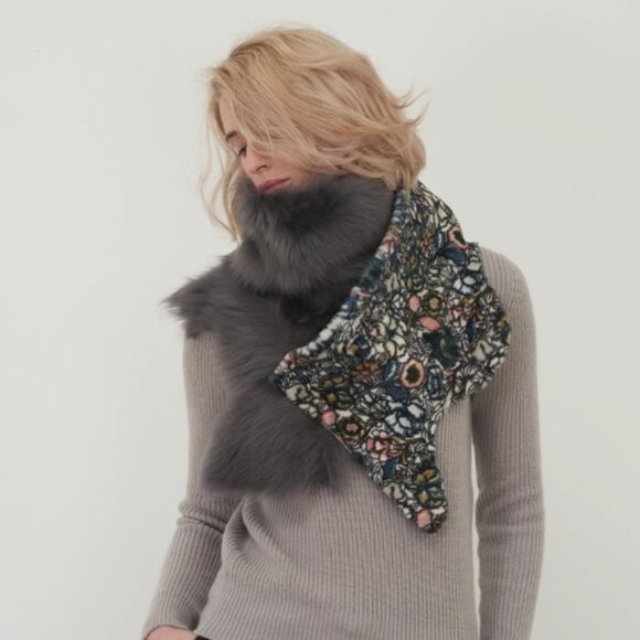 NWT Karl Donoghue shearling and velvet scarf - Picture 1 of 10